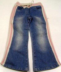 Modro- růžové riflové kalhoty s pruhy