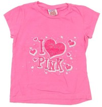 Růžové tričko s nápisem a srdíčkem zn. Girl 2 Girl