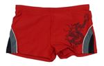 Červeno-šedé nohavičkové plavky s drakem C&A