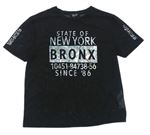 Černé síťované průsvitné dlouhé tričko s nápisy a čísly New Look