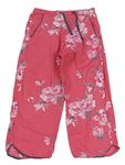 Růžové květované lehké pyžamové kalhoty 