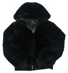 Černá chlupatá podšitá bunda s kapucí New Look