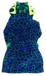 Zeleno-safírový vzorovaný chlupatý župan s kapucí - drak zn. M&S