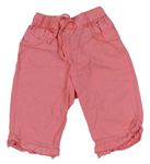 Růžové lněné kalhoty H&M