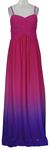 Dámské fuchsiovo-fialové ombré šifonové dlouhé šaty Jane Norman 