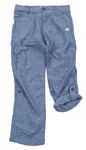 Modré melírované lněné roll up kalhoty H&M