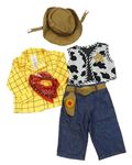 Kostým -5pack- Žlutá kostkovaná košile + Kalhoty + klobouk + šátek + vesta + Andy Příběh Hraček Disney