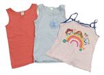 3x Růžová košilka s duhou Tlapková Patrola + Modrá košilka s Elsou + Růžová košilka Nickelodeon