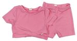 2set - Růžové žebrované crop tričko + kraťasy Shein 