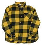 Černo-žlutá kostkovaná flanelová košile H&M