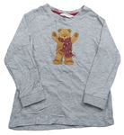 Šedé pyžamové triko s medvědem