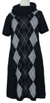 Dámské černo-šedé kárované svetrové šaty s komínovým límcem Street One 