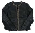 Černá prošívaná koženková zateplená bunda s korálky Candy Couture