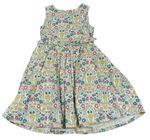 Smetanové květované plátěné šaty s páskem John Lewis