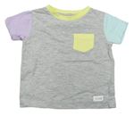 Šedo-světlemodro-lila tričko s kapsou Next