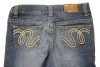 Modré riflové 3/4 kalhoty zn. New look vel. 146 cm
