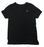 Černé tričko s výšivkou Primark