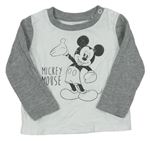 Bílo-šedé triko s Mickeym Disney