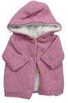 Růžový propínací zateplený svetr s kapucí F&F
