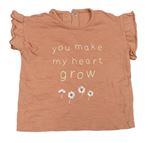 Starorůžové tričko s nápisem s květy George