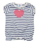 Bílo-modré pruhované tričko se srdcem Topomini
