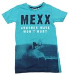 Tyrkysovo-tmavomodré tričko se surfařem a logem Mexx