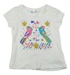 Bílé tričko s papoušky a kytičkami M&Co