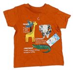 Oranžové tričko se zvířátky Matalan