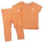 2set - Oranžové žebrované tričko s kapsičkou + tepláky River Island