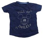 Tmavomodré tričko s nápisy a Mickey mousem George