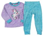 Lila-modré plyšové pyžamo s jednorožcem Pocopiano