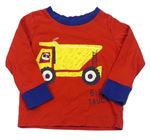 Červené pyžamové triko s náklaďákem Mothercare