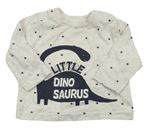 Šedé melírované triko s dinosaurem a nápisem Topomini