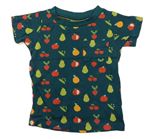 Tmavozelené tričko s ovocem a zeleninou