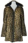 Dámský béžovo-černý leopardí plyšový zateplený kabát s kapucí Zara 