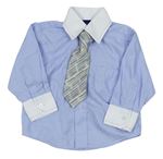 Světlemodrá vzorovaná košile s kravatou 