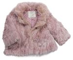 Světlerůžová kožešinová bunda s límečkem Zara