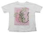 Bílo-růžové tričko s leopardem Next