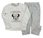 Bílo-šedé chlupaté pyžamo s Minnií Disney