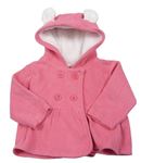 Růžový fleecový kabátek s kapucí s oušky CRAFTED