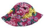 Růžový květovaný oboustranný klobouk 