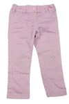 Růžové puntíkaté plátěné kalhoty C&A