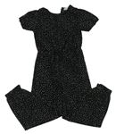 Černý vzorovaný lehký žebrovaný kalhotový overal Primark