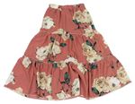Starorůžovo-béžová květovaná lehká maxi sukně Shein