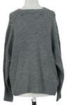 Dámský šedý svetr s kamínky H&M