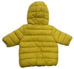 Žlutá kostkovaná prošívaná šusťáková zimní bunda s kapucí zn. Next
