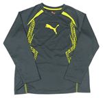 Šedo-žluté sportovní triko s logem Puma
