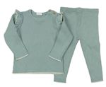 2set - Šedomodrý žebrovaný lehký svetr + kalhoty F&F