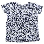Krémovo-modré tričko s leopardím vzorem Tu