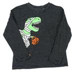 Černo-bílé pruhované triko s dinosaurem C&A